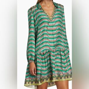 Saloni Jas Silk Geometric Shift Minidress NWT size L 12